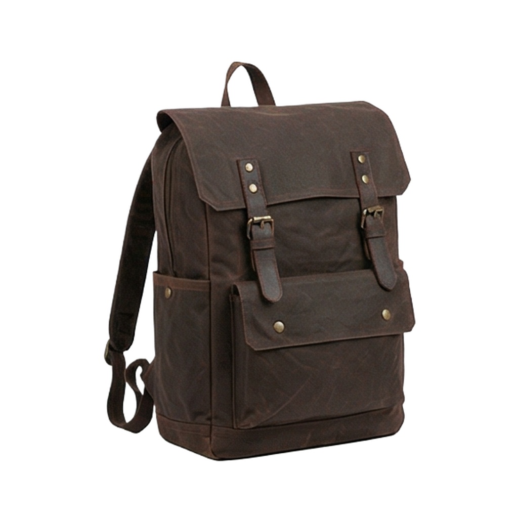 广诚OEM OEM Vintage Water-Repellent Waxed Canvas Backpack BP-018 工厂直供 MOQ 300pcs