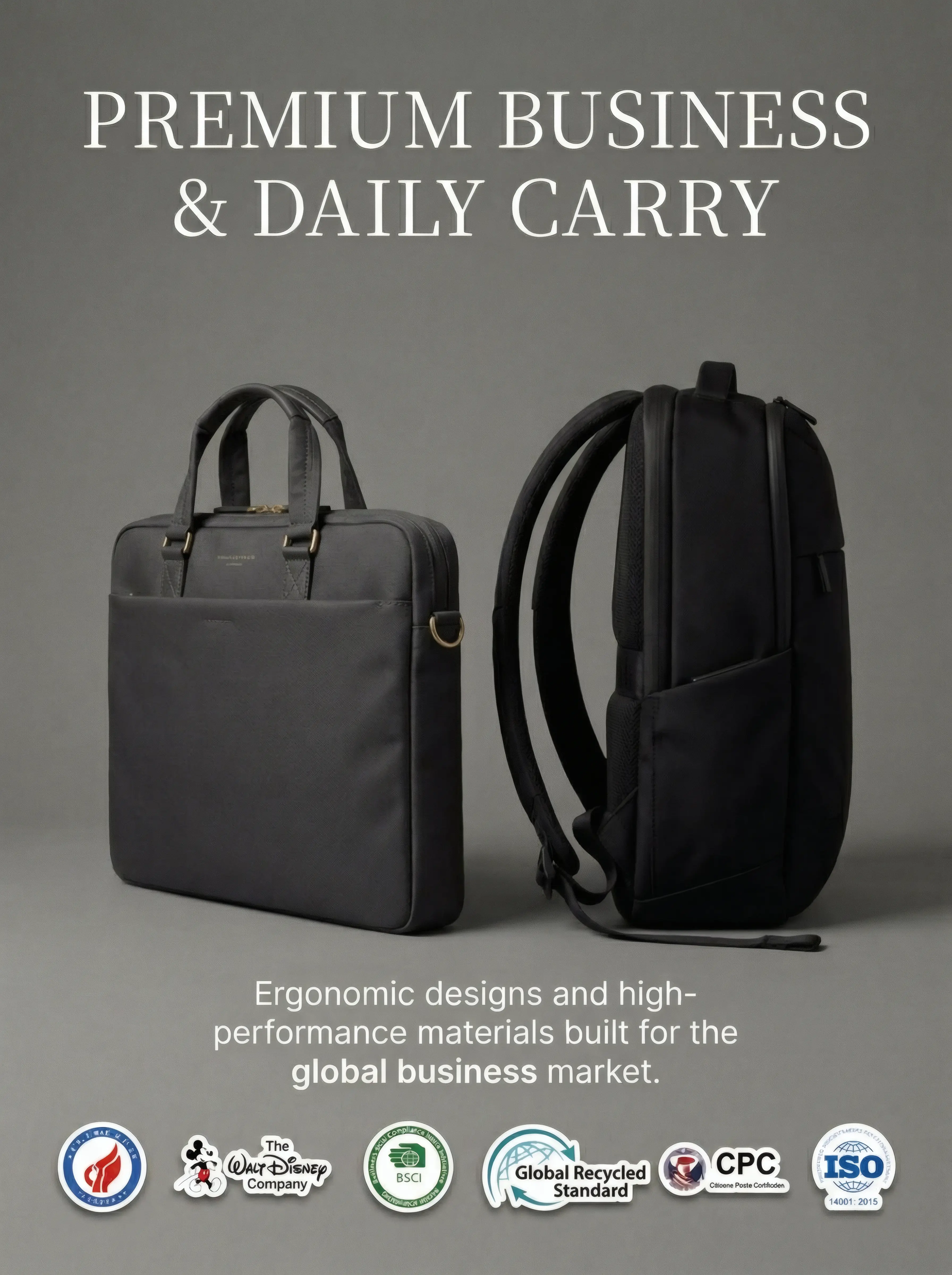 Custom business backpack samples from Guangcheng
